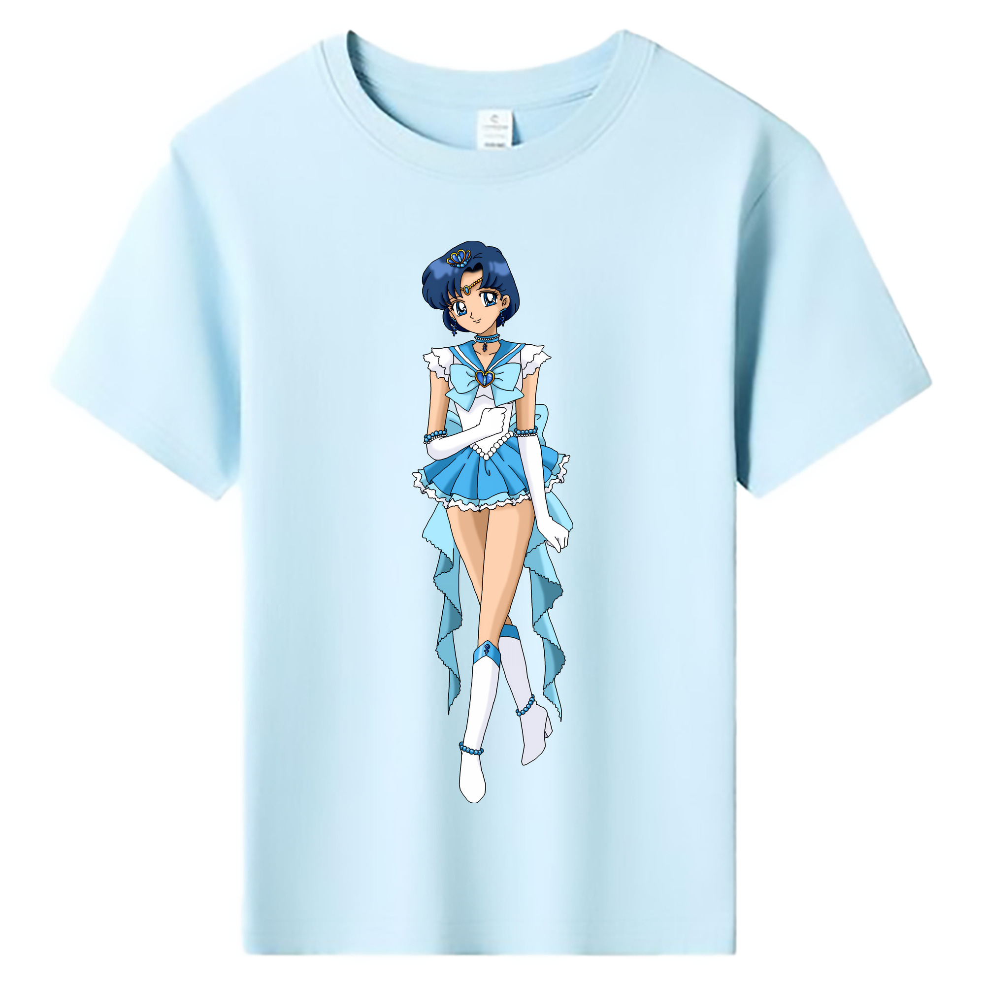 （画像用） 美少女戦士セーラームーン 水野 亜美 みずの あみ Sailor Moon Mizuno Ami 綿100％キッズTシャツ（フロントプリント）